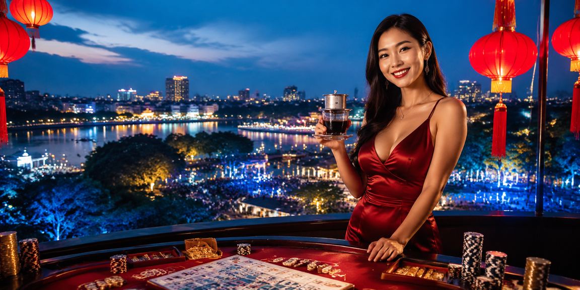 Người dùng Hà Nội chơi bài và theo dõi kèo tại quán cà phê buổi chiều